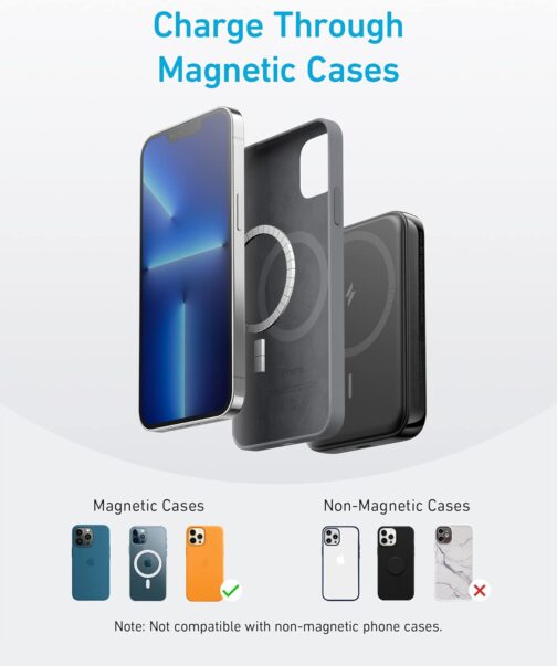 Anker 321 Magnetic Power Bank (PowerCore Magnetic 5K) Magnetic 5000 mAh Wireless Power Bank, Compatible with iPhone 16/16 Pro/15/15 Pro/14 – Bild 7