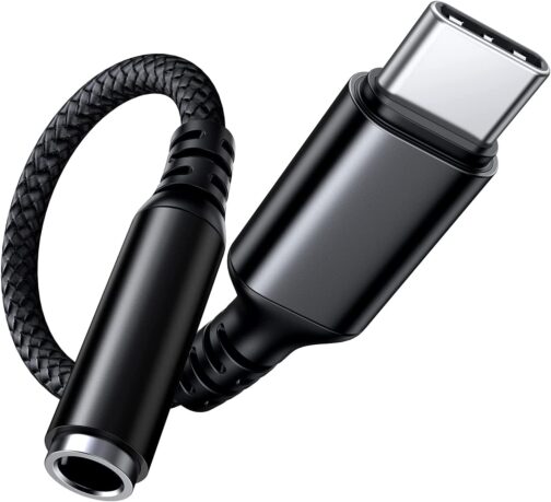 Highwings Adapter USB C to Jack, USB Type C Aux Adapter to 3.55 m Headphone Adapter, Jack Audio Adapter Cable for Sam-Sung S22/S21/S20/S20 FE/Note20/Note10, Hua-wei P40/P30 Pro/P20-Black