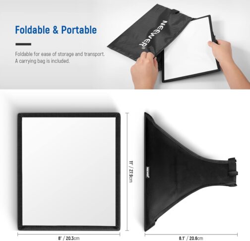 NEEWER Flash Diffuser Light Softbox 11 x 8 Inches Universal, Foldable with Storage Bag Compatible with Canon Nikon Sony Godox Yongnuo NEEWER Speedlight – Bild 8