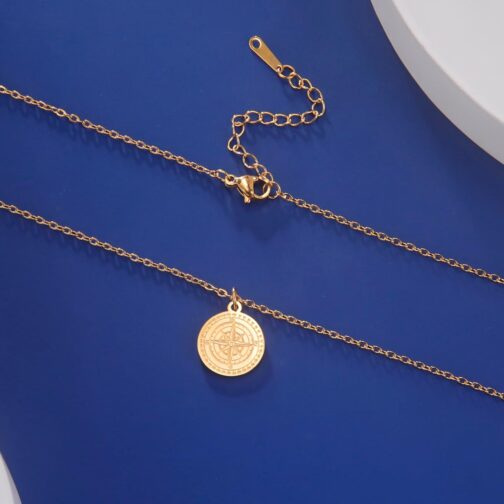 VASSAGO Compass Necklace for Men Women North Star Compass Pendant Necklace Vintage Nautical Graduation Medal Jewellery Amulet for Men – Bild 4
