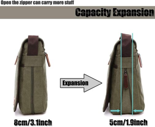 LOSMILE Men's Shoulder Bag, Canvas Shoulder Bag, Laptop Bag, School Bag, for School and Work, for Men and Women – Bild 5