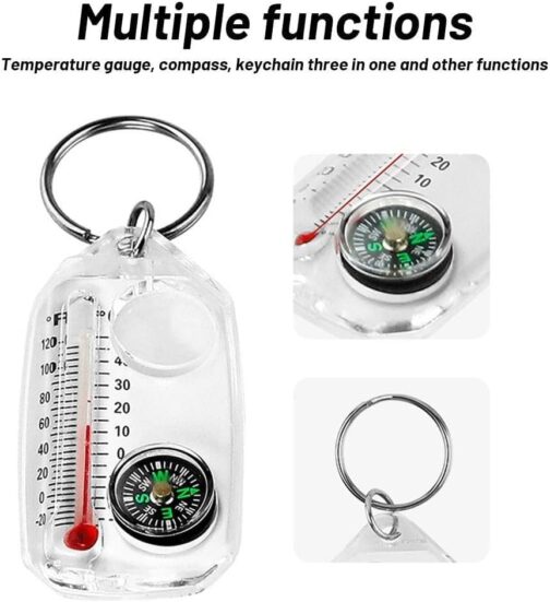 Outdoor Compass for Mountaineering Hiking Portable Luminous Accurate Thermometer Compass Outdoor In1 3 Keychain Tool – Bild 6