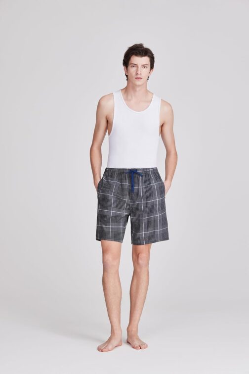 Jveyvth Men's Short Pyjama Bottoms, Checked Pyjama Bottoms, Pack of 3 with Side Pockets and Elastic Waistband – Bild 3
