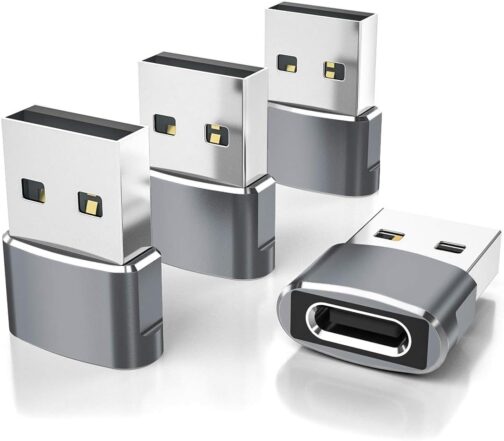 Elebase iPhone 16 Pro Charger Adapter, USB to USB C Adapter 4 Pack, Type C Female to A Male Charger Power Supply for iPhone 15 14 Pro Max, Samsung Galaxy Z Fold Flip 6, S25 S24 S23, iPad 10 Air 5 Mini