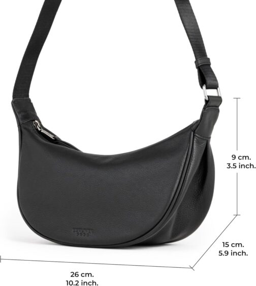 Berliner Bags Luna Leather Shoulder Bag Half Moon Bag Women Handbag Crossbody with Zipper – Bild 7