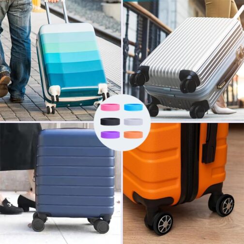 RHQFDM Pack of 8 Luggage Wheel Sleeves, Colourful Silicone Luggage Wheel Covers, Luggage, Suitcase, Wheels Cover, Reduces Noise, Luggage Roll Protection, Luggage Wheels Protection, Suitable for Most – Bild 4