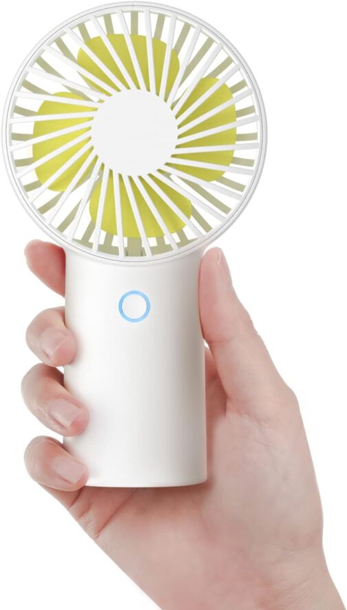 JISULIFE Handheld Fan [20 Hours Long Working Time] 4000 mAh Portable Fan, USB Rechargeable Small Pocket Fan, Battery Operated with 3 Speeds for Travel/Makeup/Eyelashes, White