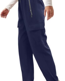 Friptspyg Outdoor Cargo Trousers Women’s Lightweight Trekking Trousers Hiking Trousers Quick Dry Waterproof Adjustable Strap Sporty Jogging Bottoms with Pockets