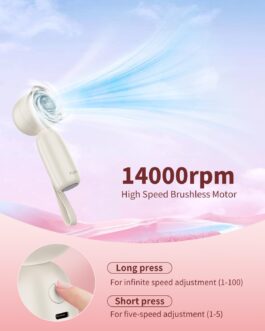 Funme Portable Turbo Hand Fan, 3000 Battery Adjustable Speed (1-100), Turbo Mini Fan, Rechargeable, Exquisite Shell