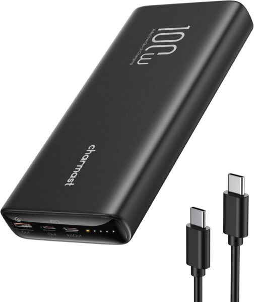 Charmast Powerbank 100W 20000mAh Power Bank USB C Externer Akku PD QC Schnellladung Tragbares Ladegerät kompatibel mit Laptop MacBook Pro,Dell XPS,Lenovo,Surface Go iPad iPhone und mehr