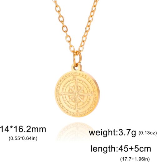 VASSAGO Compass Necklace for Men Women North Star Compass Pendant Necklace Vintage Nautical Graduation Medal Jewellery Amulet for Men – Bild 6
