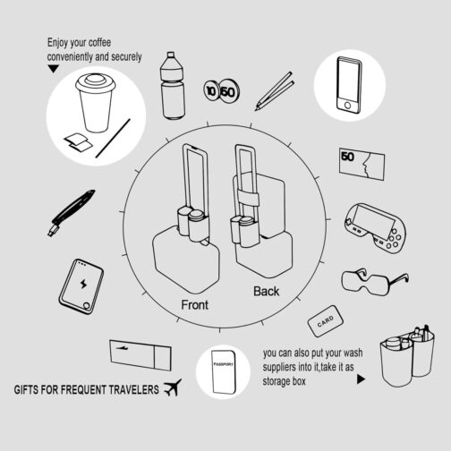 riemot Suitcase Drink Holder for Coffee Drinking Cup Bottle Holder Luggage Cup Holder Additional Bag - Foldable Practical Travel Accessory Accessory for Travellers, Flight Attendants, General – Bild 7