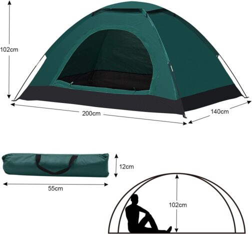 CLIPOP Pop Up Tent Waterproof Lightweight Single-Layer Spring Camping Tent for 3-4 People, Easy Set Up - for Beach, Hiking, Festival, Outdoor Use – Bild 2