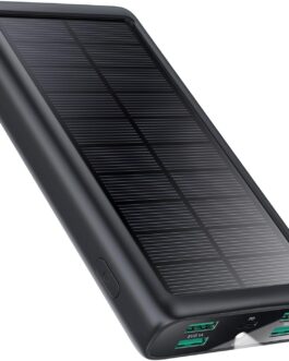 Power Bank 26800 mAh, 15 W Solar Power Bank PD3.0A USB C Input & Output Solar Charger 5 Output, External Battery with LED Torch Battery Pack IP65 for Outdoor Compatible with iPhone Samsung Huawei