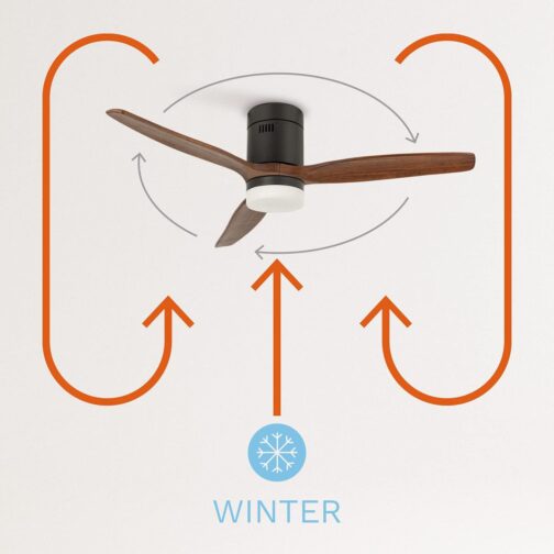 CREATE / Windcalm / Ceiling Fan with Lighting and Remote Control, Black Base with Dark Wood Blades / 40 W, Wi-Fi, Quiet, Diameter 132 cm, 6 Speeds, Timer, DC Motor, Summer and Winter Operations – Bild 4
