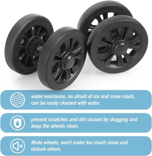 Volein Pack of 4 Suitcase Castors Replacement Wheels 55 x 11 mm Suitcase Replacement Wheels Black Wear-resistant Rubber Replacement Wheels for Suitcase with Double Wheels (Black-VN2) – Bild 3