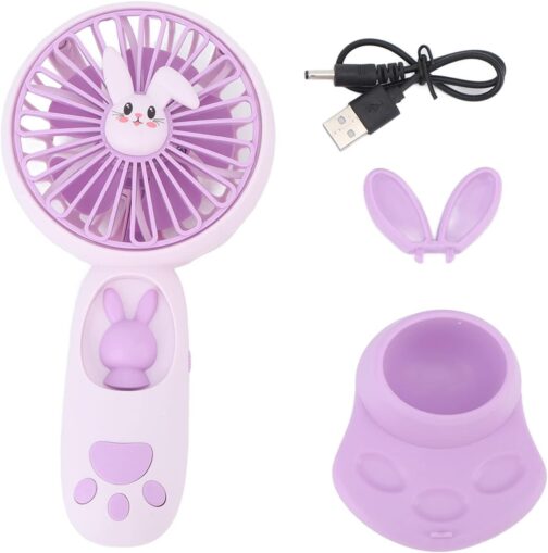 Portable Mini Handheld Fan, Lightweight, Comfortable Cartoon Animal Fan, Powerful and Silent Handheld Fan with Rechargeable Night Light for Travel, Home – Bild 7