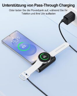 Mini Power Bank for Samsung, 5000 mAh 3-in-1 Small Power Bank for Galaxy Watch, External Mobile Phone Batteries with Quick Charging Function, Compatible with Samsung S22/23/24/25 Series, iPhone 16/15