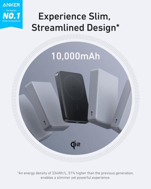 Anker MagGo Power Bank, Ultra Slim 10000mAh Magnetic Battery Pack, Qi2 Certified, Portable, 15W Ultra Fast MagSafe Compatible Charger, Ergonomic Design, Only for iPhone 16/15/14/13 – Bild 2
