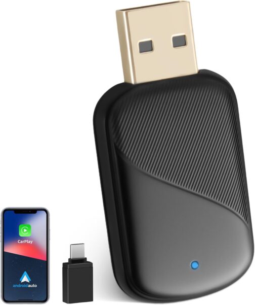 MEETOWN Wireless Carplay & Android Car Wireless Adapter 2 in 1, Converts Android Car/Carplay Wired into Wireless, Plug and Play with Type-C & USB-A, Compatible with AD10+/iOS 10+
