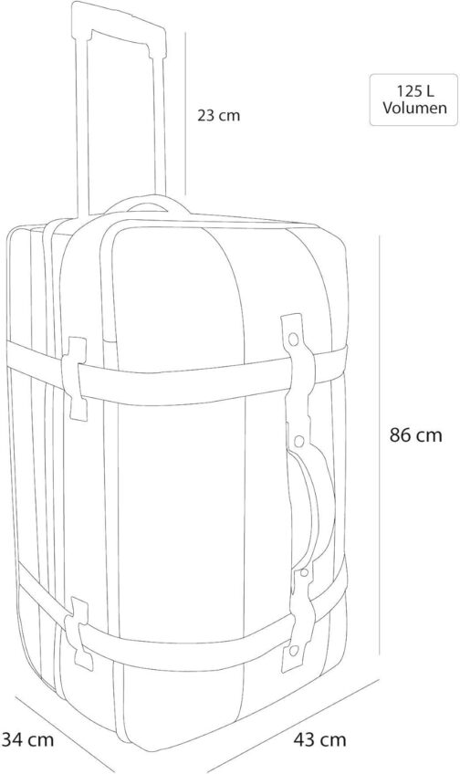 XXL Travel Bag with 125 Litres and 3 Large Compartments - Trolley with Two Wheels Travel Bag, Dark grey/red, travel bag – Bild 6