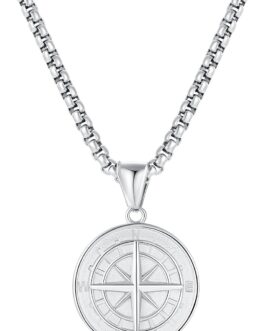 Men’s / Women’s Necklace, 316L Stainless Steel, Chain Men’s Necklace with Compass Pendant Necklace, Plated Men’s Jewellery, Birthday, Anniversary, Valentine’s Day Gifts for Father, Husband, Friends