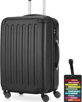 Spree Capital TSA Hard Case Expandable 4 Wheels Luggage tags Spree Black