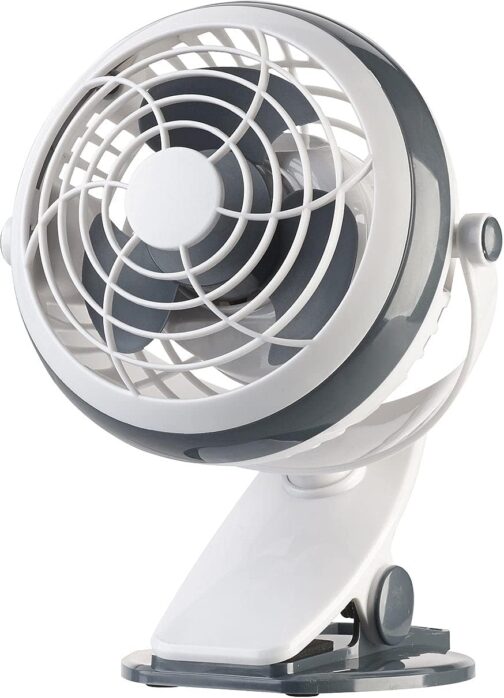 Sichler Haushaltsgeräte Clamp Fan: Mobile Fan with Clamp, USB & Battery Operation, 3 W, Diameter 12.7 cm (Fan Clip, for Clamping, Ceiling Fan)