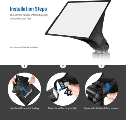 NEEWER Flash Diffuser Light Softbox 11 x 8 Inches Universal, Foldable with Storage Bag Compatible with Canon Nikon Sony Godox Yongnuo NEEWER Speedlight – Bild 9