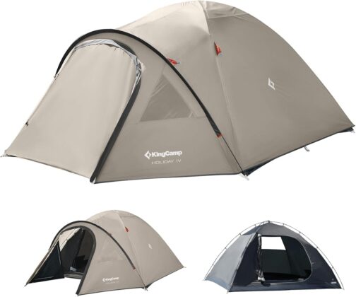 KingCamp Camping Zelt für 4 Personen Geräumig Trekkingzelt PU3000mm Wasserdichtes Kuppelzelt 4 Jahreszeiten Ultraleicht Zelte für Camping, Trekking und Outdoor-Aktivitäten