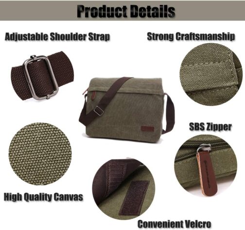 LOSMILE Men's Shoulder Bag, Canvas Shoulder Bag, Laptop Bag, School Bag, for School and Work, for Men and Women – Bild 7