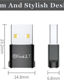 EasyULT USB C Adapter, USB to Type C Adapter, Type C Female to USB-A for iPhone 16/15/14/13/12, iPad Mini/Air, Samsung Galaxy S25 A55 Ultra and Other Smartphones & Tablets (Black)