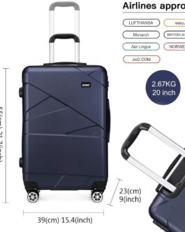 Kono Hard Shell Travel Suitcase 100% ABS Suitcase Hand Luggage Trolleys Cabin Suitcase 4 Spinner Wheels Trolley Suitcase Telescopic Handle Suitcase
