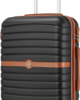 KONO ABS + PC Hard Shell Suitcase with Twin Wheels and Combination Lock, black / brown, Hand luggage (55 cm), Hand luggage (55 cm)