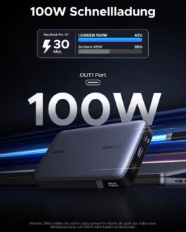 UGREEN Nexode 100 W Power Bank 20000 mAh Power Bank with 3 Ports USB C External Battery with Digital Display, Compatible with MacBook Pro/Air, iPhone 16/16 Pro/16 Pro Max/15/14, Galaxy S24 Ultra, Dell