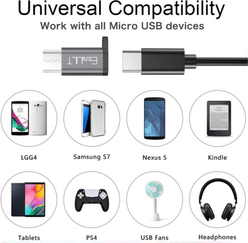 EasyULT USB Type C Adapter to Micro USB [4 Pack], USB Type C (Female) to Micro USB (Male) Adapter Compatible with Samsung J6/J5/J4/J3/S7/S7 Edge/S6, Huawei Y7/Y6/P Smart/P8 Lite, LG G4 – Bild 7