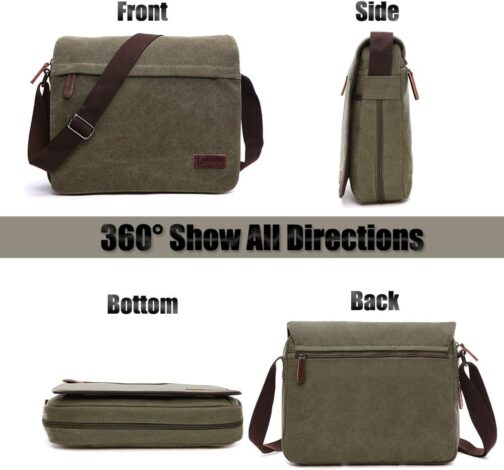 LOSMILE Men's Shoulder Bag, Canvas Shoulder Bag, Laptop Bag, School Bag, for School and Work, for Men and Women – Bild 3