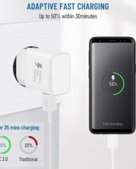 2-Pack USB Charger Connector for Samsung Galaxy S21 S20 S10 S9 S8 S7 S6 Edge/Plus/Active A03 A15 A12 A13 A14 A20e A51 Note 8 Z Flip 3/Z Fold 3, iPhone, Fast Charger Mobile Phone Power Supply Adapter