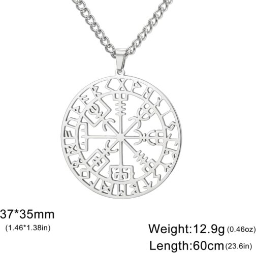 Amaxer Vegvisir Compass Necklace for Women Stainless Steel Viking Amulet Nordic Vegvisir Rune Talisman Charm Jewellery Pendant Necklace for Women – Bild 6