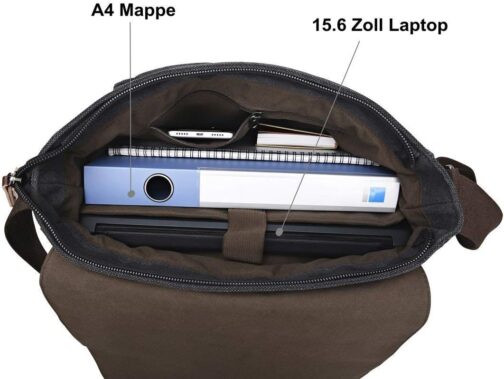 Ruschen Laptop Bag Men's Vintage Canvas for a 15.6 Inch Laptop, Premium Shoulder Bag, Messenger Bag – Bild 3