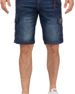 Timezone RykerTZ Rough Navy Wash W34 Men’s Cargo Jeans Shorts Bermuda with Side Pockets 25-10025-00-3444