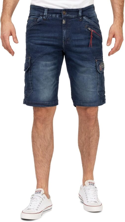 Timezone RykerTZ Rough Navy Wash W34 Men's Cargo Jeans Shorts Bermuda with Side Pockets 25-10025-00-3444
