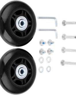 LOTOWELZON 1 Pair Black Mute Luggage Replacement Wheels 64/68/70/75/80/84/90 mm Thickness 24 mm with 6 mm Ball Bearings Repair Kits ABEC 608zz for Suitcases and Inline Outdoor Skate