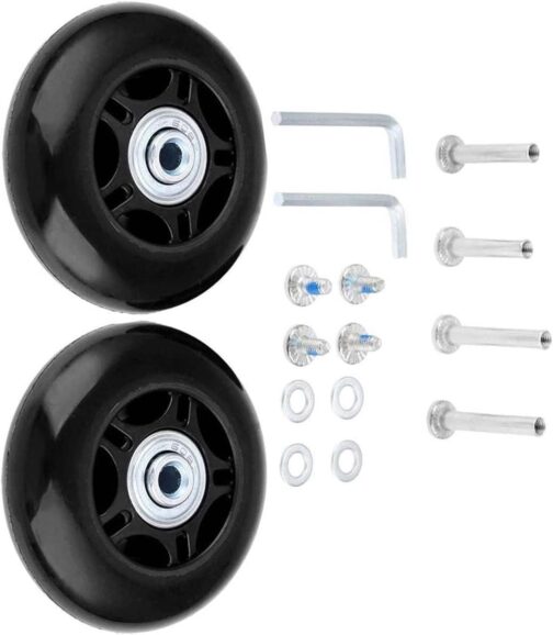 LOTOWELZON 1 Pair Black Mute Luggage Replacement Wheels 64/68/70/75/80/84/90 mm Thickness 24 mm with 6 mm Ball Bearings Repair Kits ABEC 608zz for Suitcases and Inline Outdoor Skate – Bild 2