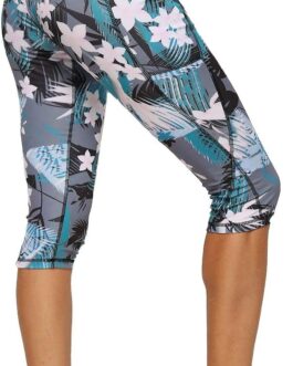 FITTOO Women’s Sports Leggings with Pockets, 3/4 Capri Leggings, Sports Trousers, Women’s Yoga Trousers, Opaque Fitness Trousers, Running Leggings