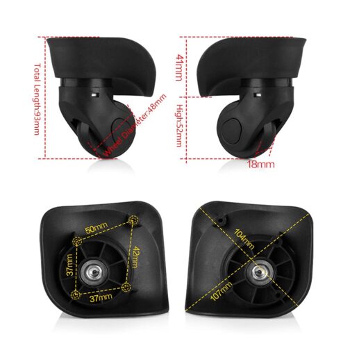 1 Pair of Luggage Swivel Wheels PVC Suitcase Replacement Wheels Wheel Attachments Silent Wear Pulley for Luggage Suitcase Trolley, black – Bild 3