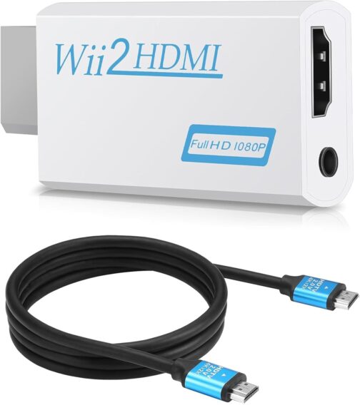 Zacro Wii Hdmi Adapter Wii Hdmi Wii to HDMI Full HD Converter Display Port to HDMI Adapter 720P 1080P HD Video Audio Output with 1m greater Speed HDMI Cable for Wii Display