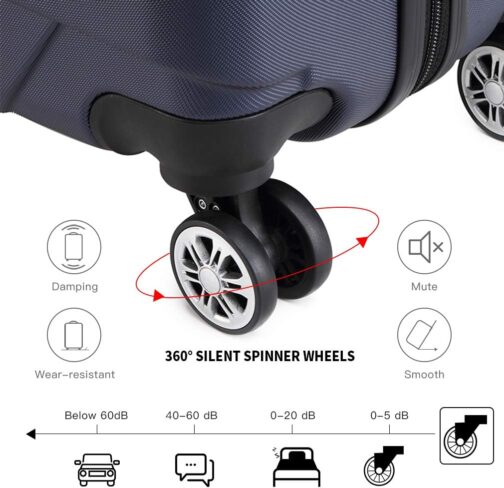 Kono Hard Shell Travel Suitcase 100% ABS Suitcase Hand Luggage Trolleys Cabin Suitcase 4 Spinner Wheels Trolley Suitcase Telescopic Handle Suitcase – Bild 6