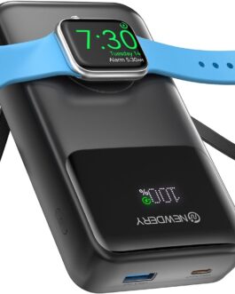 NEWDERY Powerbank for Apple Watch & iPhone Charger 20000 mAh Wireless Charging Station Power Bank, Fast Charging External Battery Pack Portable Travel Battery for iPhone 15/14/13/12 Series, iWatch