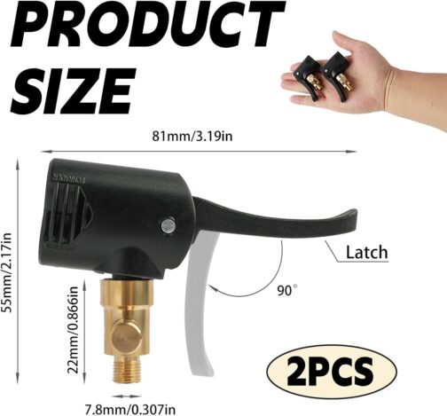 Supecesorio Adaptor French Valve, Pack of 2 Car Valve Lever Connector Brass, Tyre Valve Compressor Adapter Bicycle, Click Valve Valve Tools Valve for Car, Moto, Car Tyre Air Chuck – Bild 2